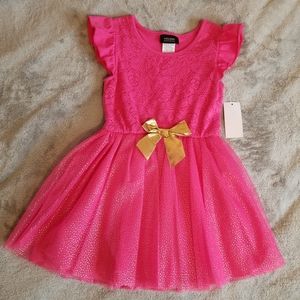 Hot Pink Flutter Sleeve Dress